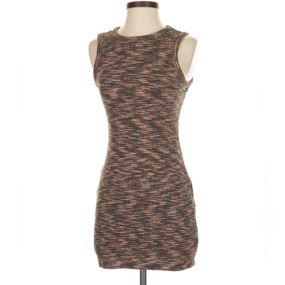 Multicolor Brown Knit Mini Dress S EUC Bodycon